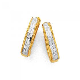 9ct+Gold+Two+Tone+Huggie+Earrings