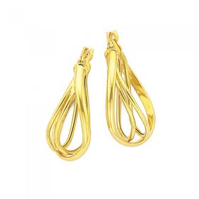 9ct-Gold-Triple-Oval-Wave-Hoop-Earrings on sale