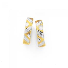 9ct-Gold-Two-Tone-Zig-Zag-Huggie-Earrings on sale