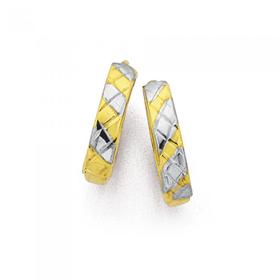 9ct-Gold-Two-Tone-Huggie-Earrings on sale