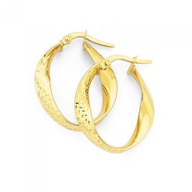 9ct-Gold-Oval-Twist-Hoop-Earrings on sale