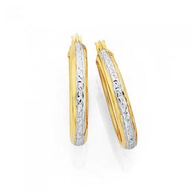 9ct-Gold-Two-Tone-Large-Wide-Diamond-Cut-Hoops-20mm on sale