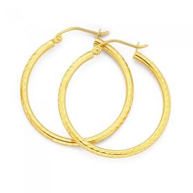 9ct-Gold-Extra-Large-Diamond-Cut-Hoops-25mm on sale