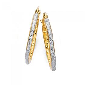 9ct-Gold-Two-Tone-15mm-Diamond-cut-Hoop-Earrings on sale