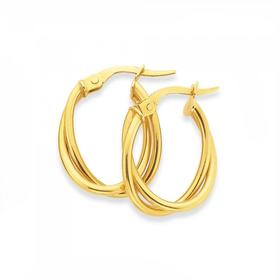 9ct-Gold-Double-Oval-Crossover-Hoop-Earrings on sale