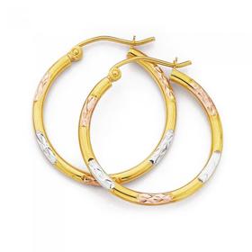 9ct-Gold-Tri-Tone-20mm-Hoop-Earrings on sale