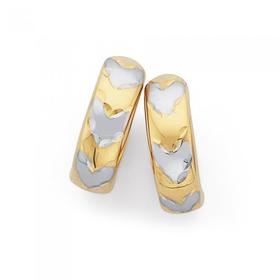 9ct-Gold-Two-Tone-Wide-Diamond-Cut-Huggie-Earrings on sale