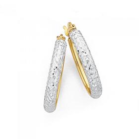 9ct-Gold-Two-Tone-Medium-Diamond-Cut-Hoops-15mm on sale