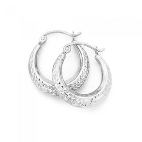 9ct-White-Gold-Diamond-Cut-Creole-Earrings on sale