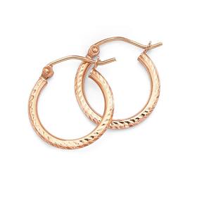 9ct-Rose-Gold-Diamond-Cut-Hoops-10mm on sale