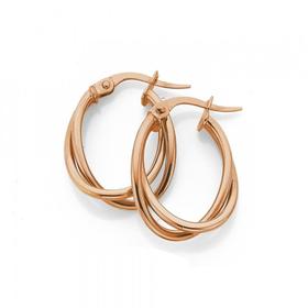 9ct-Rose-Gold-Oval-Crossover-Hoop-Earrings on sale