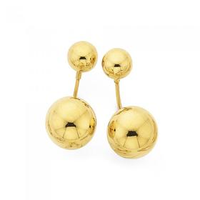 9ct-Gold-Duo-Ball-Drop-Stud-Earrings on sale