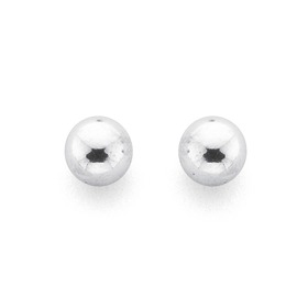 9ct+White+Gold+4mm+Ball+Studs