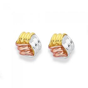 9ct-Gold-Tri-Tone-Knot-Stud-Earrings on sale