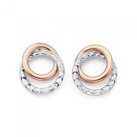 9ct-Gold-Two-Tone-Stud-Earrings on sale