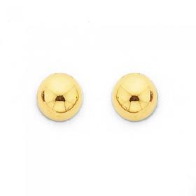 9ct+Gold+4mm+Dome+Stud+Earrings