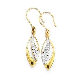 9ct-Gold-Two-Tone-Drop-Earrings on sale