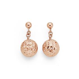 9ct-Rose-Gold-Diamond-Cut-Drop-Earrings on sale