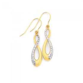 9ct-Gold-Two-Tone-Loop-Drop-Earrings on sale