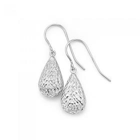 9ct-White-Gold-Diamond-Cut-Teardrop-Earrings on sale