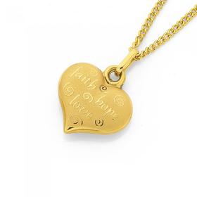 9ct+Gold+Faith%2C+Love%2C+Hope+Heart+Charm