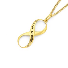 9ct+Gold+%27Stay+Strong%27+Infinity+Pendant