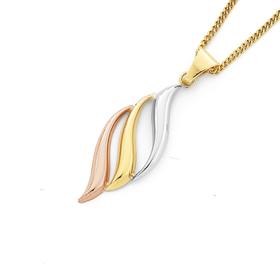 9ct+Gold%2C+Tri+Tone+Flame+Drop+Pendant