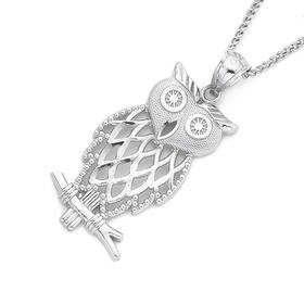 9ct-White-Gold-Owl-Pendant on sale