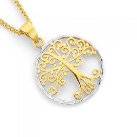 9ct-Gold-Two-Tone-Tree-of-Life-Pendant on sale