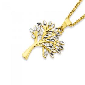 9ct-Gold-Two-Tone-Diamond-Cut-Tree-of-Life-Pendant on sale