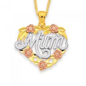 9ct-Gold-Tri-Tone-Mum-Heart-Pendant on sale