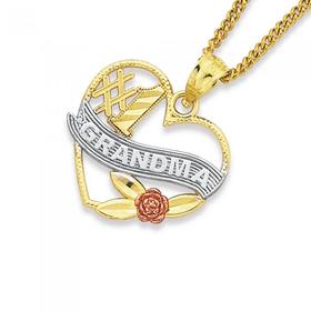 9ct-Gold-Tri-Tone-1-Grandma-Heart-Pendant on sale