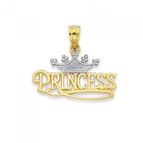 9ct-Gold-Two-Tone-Princess-Crown-Pendant on sale