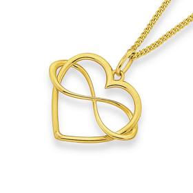 9ct+Gold%2C+Infinity+Love+Heart+Pendant