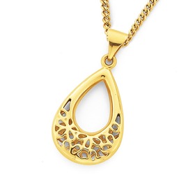 9ct+Two+Tone+Filigree+Drop+Pendant