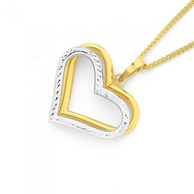 9ct-Gold-Two-Tone-Diamond-Cut-Heart-Pendant on sale