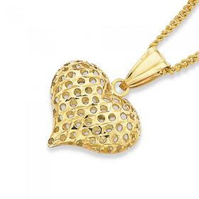 9ct-Gold-Diamond-Cut-Mesh-Heart-Pendant on sale