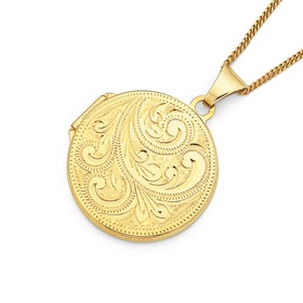 9ct+Gold%2C+Round+Floral+Locket