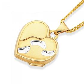 9ct-Gold-Footprints-Heart-Locket on sale