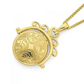 9ct-Gold-16mm-Filigree-Engraved-Domed-Round-Spinner-Locket on sale