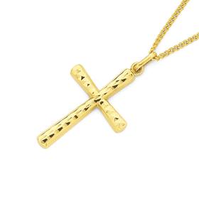 9ct-24mm-Diamond-Cut-Fluted-Cross-Pendant on sale