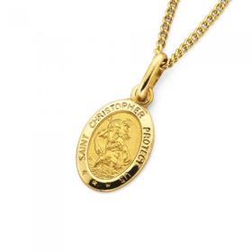 9ct-Gold-12mm-Oval-Saint-Christopher-Medallion-Pendant on sale