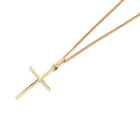 9ct-Gold-Diamond-Cut-Cross-Pendant on sale