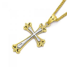 9ct-Gold-Two-Tone-Celtic-Style-Cross-Pendant on sale