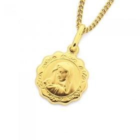 9ct-Gold-12mm-Scalloped-Madonna-Pendant on sale