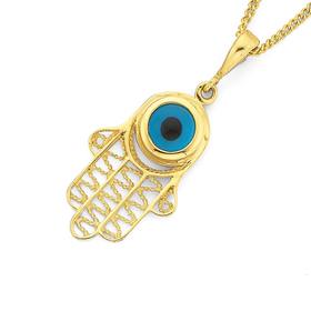 9ct-Filigree-Hamsa-Hand-Blue-Evil-Eye-Pendant on sale