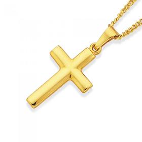 9ct+Gold+18mm+Plain+Cross+Pendant