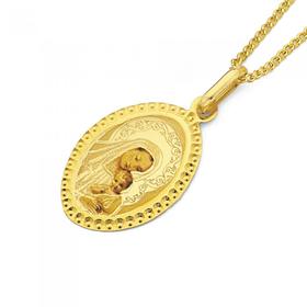 9ct-Gold-Oval-Diamond-Cut-Mother-Child-Pendant on sale