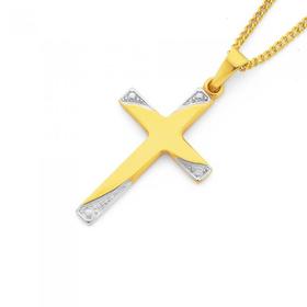 9ct-Gold-Two-Tone-Cross-Pendant on sale