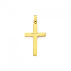 9ct-Gold-24mm-Diamond-cut-Cross-Pendant on sale